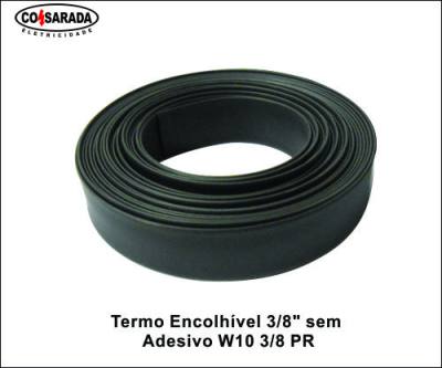 Termo Encolhivel ..3/8" s/ Adesivo 10/5mm Preto W10PR*