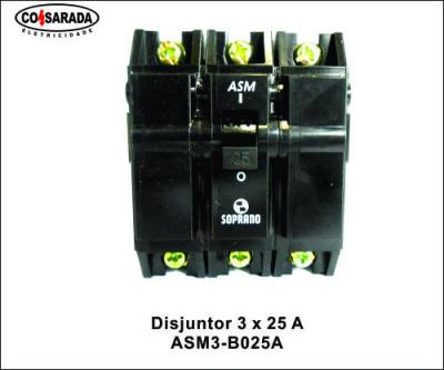 Disjuntor 3 x ..25 A .3 kA (Soprano) ASM3-B025A*