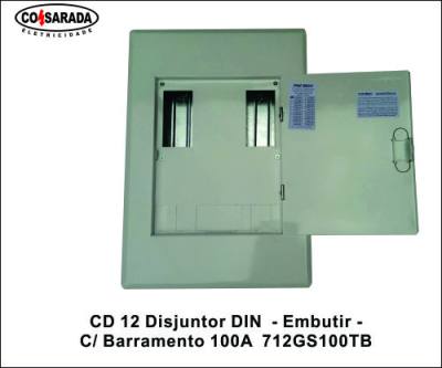 CD 12 Disjuntor DIN Embutir C/ Barramento 100A 712GS100TB*