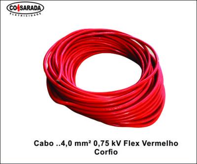 Cabo ..4,0 mm² 0,75 kV Flex Vermelho 0108-VM*