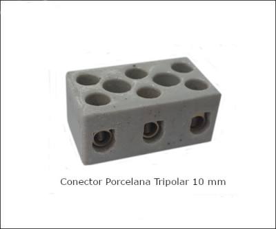 Conector Porcelana Tripolar 10 mm *