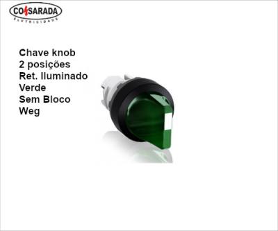 Chave Knob 2 Posicoes Ret. Iluminado Verde s/ Bloco CEW-CKIM2F902 14430289*