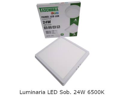 Luminaria LED Slim Quadrada Sob. 24W 6500K Aluminio