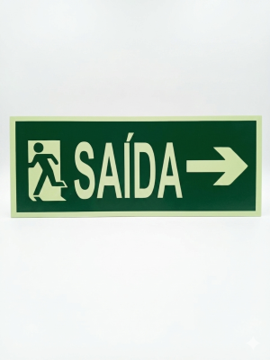Placa Fotoluminescente 40 x 20 cm Saida Direita *