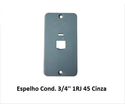 Espelho Cond .3/4" PVC 1 RJ 45 Cinza 261*