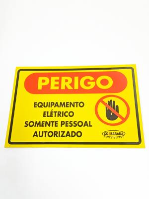 Placa "PERIGO EQUIPAMENTO ELÉTRICO" (22 x 15 cm)*