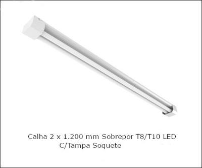 Calha 2 x 1.200 mm Sob. Lampada Tubular LED C/ Tampa Soquete 32015*