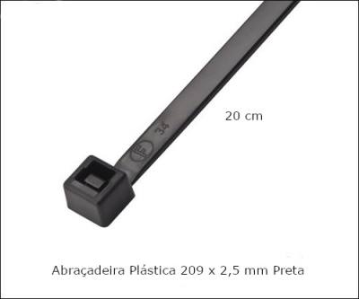 Abracadeira Plastica 209 x 2,5 mm Preta F7019UVPR100*