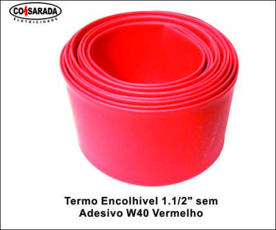 Termo Encolhivel 1.1/2" s/ Adesivo 40/20mm Vermelho W40VM*