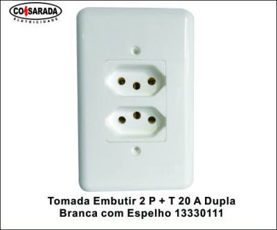 Tomada Emb 2 P + T 20 A Dupla c/ Espelho Klin Branco 13330111*
